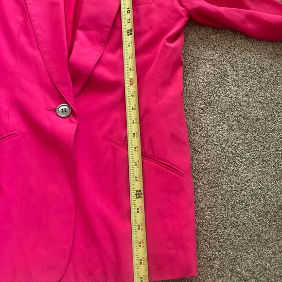Anne Klein II Blazer Silk Hot Pink Single Breast 1 Button SZ 6 Pockets VINTAGE - Picture 4 of 6